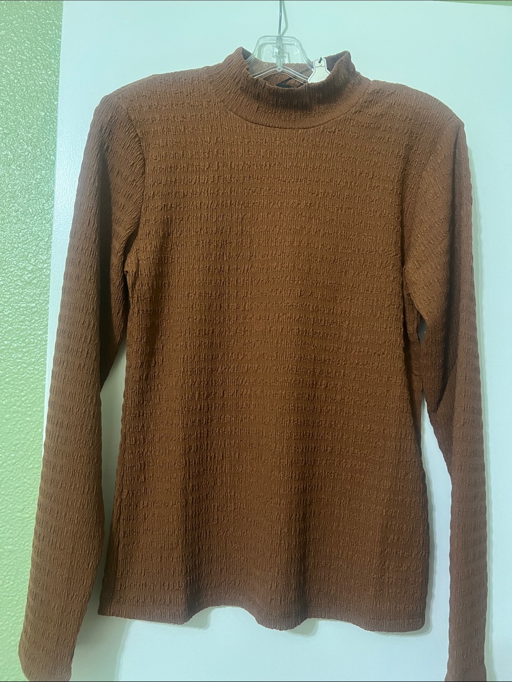 Sanctuary women’s Rust Brown Textured Turtleneck top